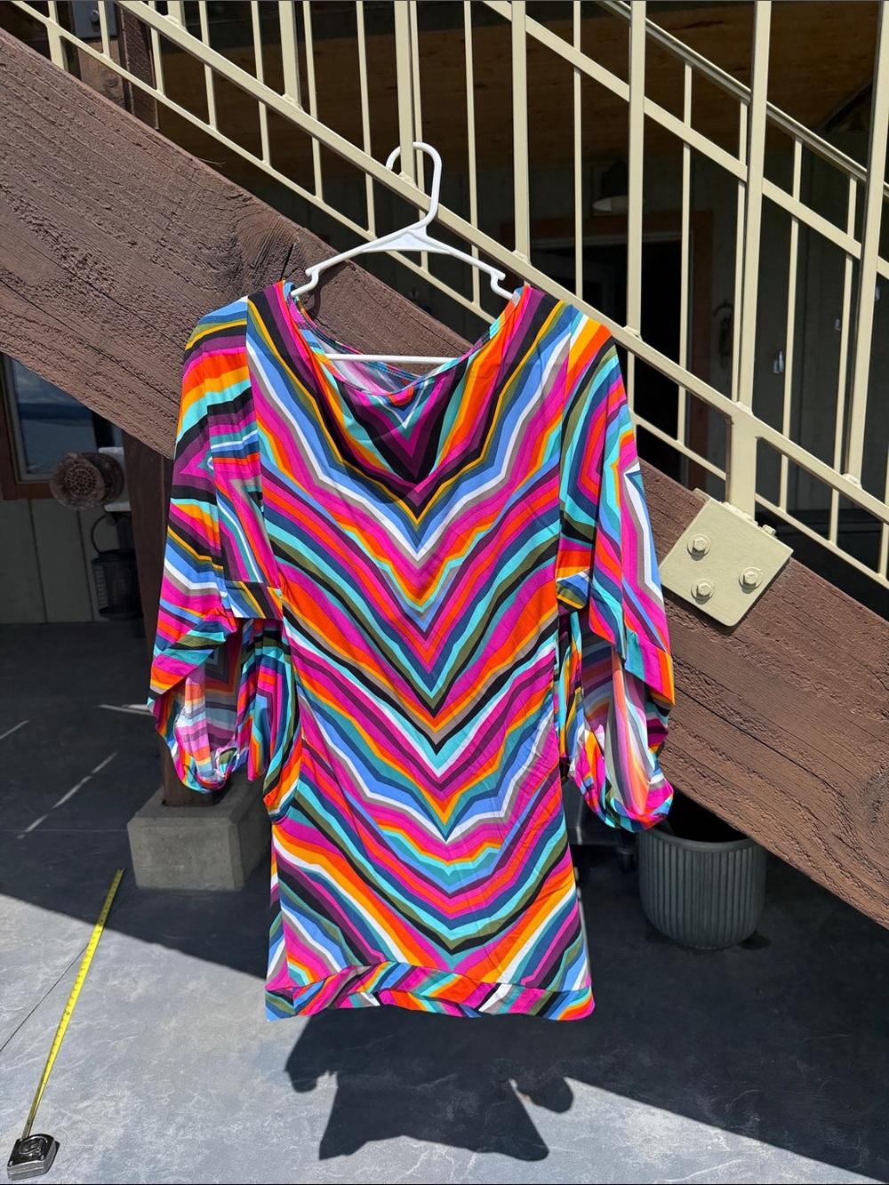 Trina Turk size MED coverup. Vibrant Multicolor Chevron Stripe Tunic Coverup